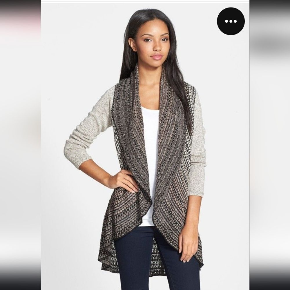 Sioni Studio Open Cardigan Neutral Colors Longer In Back Sz Small